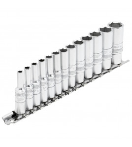 Draper Expert Deep Metric Socket Set on a Metal Rail, 1/4 Sq. Dr. (13 Piece)