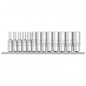 Draper Expert Deep Metric Socket Set on a Metal Rail, 1/4 Sq. Dr. (13 Piece)
