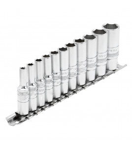 Draper Expert Imperial Deep Socket on Metal Rail, 1/4 Sq. Dr. (11 Piece)