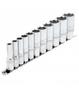 Draper Expert Imperial Deep Socket Set on a Metal Rail, 3/8 Sq. Dr. (11 Piece)