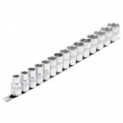 Draper Expert HI-TORQ® Metric Socket Set on a Metal Rail, 1/2 Sq. Dr. (15 Piece)