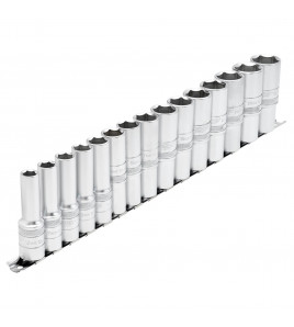 Draper Expert Metric Deep Socket on a Metal Rail, 1/2 Sq. Dr. (15 Piece)
