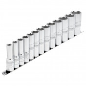 Draper Expert Imperial Deep Socket on a Metal Rail, 1/2 Sq. Dr. (13 Piece)