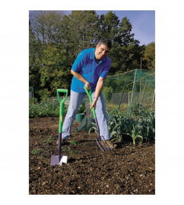 Carbon Steel Garden Fork and Spade Set, Green