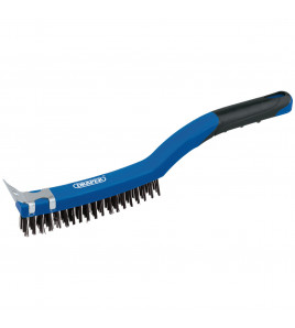 3 Row Carbon Steel Wire Scratch Brush with Scraper, 350mm