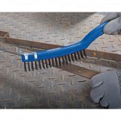 3 Row Carbon Steel Wire Scratch Brush with Scraper, 350mm