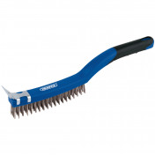 3 Row Stainless Steel Wire Scratch Brush with Scraper, 350mm