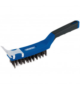 4 Row Carbon Steel Wire Scratch Brush with Scraper, 285mm