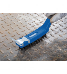 4 Row Carbon Steel Wire Scratch Brush with Scraper, 285mm