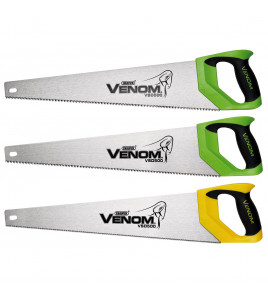 Draper Venom® 2 x First Fix & 1 x Second Fix Double Ground Handsaws, 500mm, 7tpi/8ppi & 11tpi/12ppi (Pack of 3)