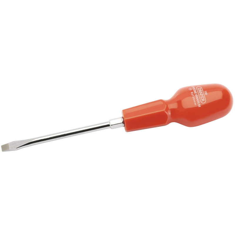 Plain Slot Flared Tip Cabinet Pattern Screwdriver, 6 x 100mm (Sold Loose) - Discontinued