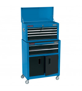 Combined Roller Cabinet and Tool Chest, 6 Drawer, 24, Blue