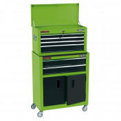 Combined Roller Cabinet and Tool Chest, 6 Drawer, 24, Green