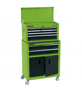 Combined Roller Cabinet and Tool Chest, 6 Drawer, 24, Green