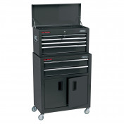 Combined Roller Cabinet and Tool Chest, 6 Drawer, 24, Black