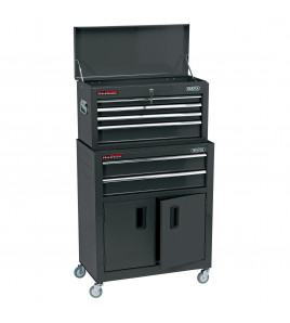 Combined Roller Cabinet and Tool Chest, 6 Drawer, 24, Black