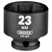 Draper Hi-TORQ® Impact Socket, 3/8 Sq. Dr., 23mm