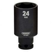 Draper HI-TORQ® Metric Deep Impact Socket, 3/8 Sq. Dr., 24mm