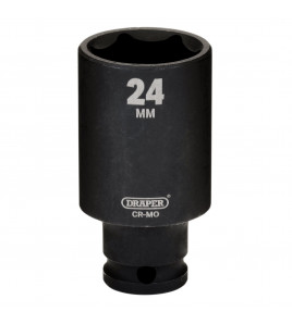 Draper HI-TORQ® Metric Deep Impact Socket, 3/8 Sq. Dr., 24mm
