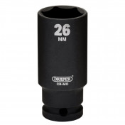 Draper HI-TORQ® Metric Deep Impact Socket, 3/8 Sq. Dr., 26mm