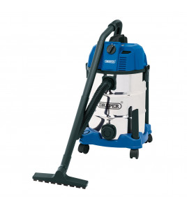 230V Wet and Dry Vacuum Cleaner with Stainless Steel Tank, 30L, 1600W