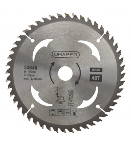 TCT Circular Saw Blade for Wood, 165 x 20mm, 48T