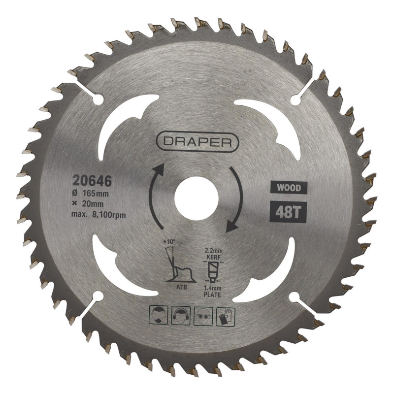 TCT Circular Saw Blade for Wood, 165 x 20mm, 48T