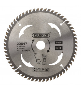TCT Circular Saw Blade for Wood, 165 x 20mm, 60T