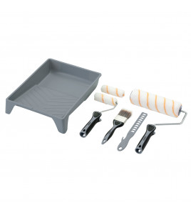 Medium Pile Polyester Paint Roller and Brush Set with Soft Grip (8 Piece)