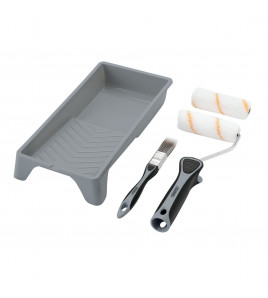 Medium Pile Polyester Paint Roller and Brush Set with Soft Grip (5 Piece)