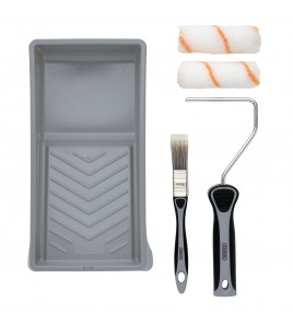 Medium Pile Polyester Paint Roller and Brush Set with Soft Grip (5 Piece)