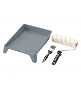 Medium Pile Polyester Paint Roller and Brush Set with Soft Grip (4 Piece)