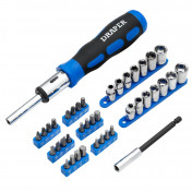 Ratchet Screwdriver Socket and Bit Set, 1/4 Sq. Dr. (40 Piece)