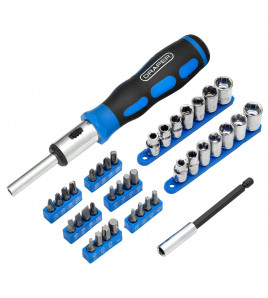 Ratchet Screwdriver Socket and Bit Set, 1/4 Sq. Dr. (40 Piece)