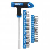 T-Handle Screwdriver, Socket and Bit Set, 1/4 Sq. Dr. (22 Piece)