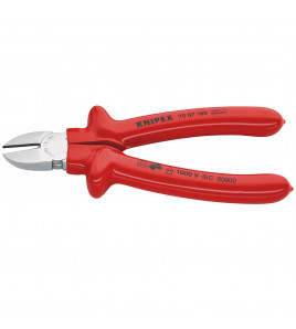 KNIPEX 70 07 180 Diagonal Cutter with dipped insulation, VDE-tested chrome-plated, 180mm