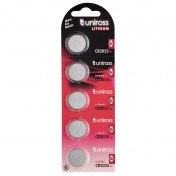 Uniross Lithium Coin Cell CR2025 Batteries (Pack of 5)