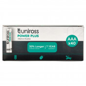 Uniross LR03 AAA Power Plus Alkaline Batteries (Pack of 40)