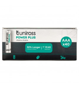 Uniross LR03 AAA Power Plus Alkaline Batteries (Pack of 40)