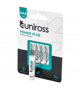 Uniross LR03 AAA Power Plus Alkaline Batteries (Pack of 4)