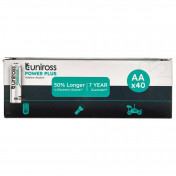 Uniross LR6 AA Power Plus Alkaline Batteries (Pack of 40)