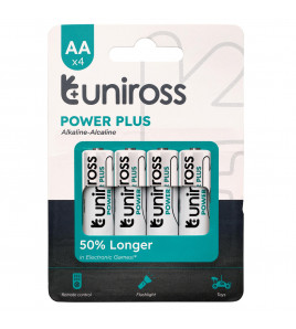 Uniross LR6 AA Power Plus Alkaline Batteries (Pack of 4)