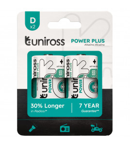 Uniross LR20 D Power Plus Alkaline Batteries (Pack of 2)