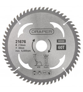 TCT Circular Saw Blade for Wood, 210 x 30mm, 60T