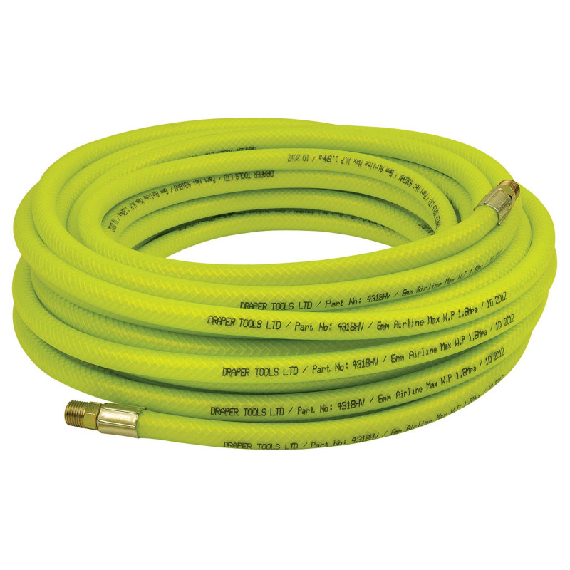 High-Vis Air Line Hose, 15.2m, 6mm Bore, 1/4 BSP