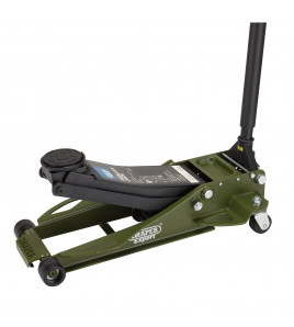 Draper Expert Professional Low Profile Fast Lift Garage Trolley Jack, 3 Tonne, Green