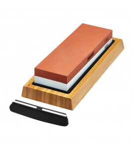 Double Sided Whetstone Sharpening Stone with Non-Slip Base and Angle Guide, 1000/6000 Grit