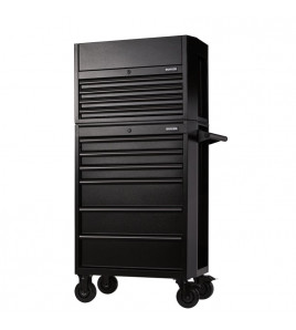 BUNKER 10 Drawer Combined Roller Cabinet and Tool Chest, 26, Black