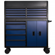 BUNKER® 13 Drawer Combined Roller Cabinet and Tool Chest, 52, Blue