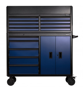 BUNKER® 13 Drawer Combined Roller Cabinet and Tool Chest, 52, Blue